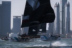 Oman Air Sailing Team races during Day 1 of Act 2 - Qingdao at the Extreme Sailing Series photo copyright  Xaume Olleros / OC Sport taken at  and featuring the  class