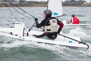 Brian Case from RGYC sailing Rocky. Currently first overall after two seconds and a first today. Working hard to stay in front of Chris Brian in the background - RS Aero Australian Championship photo copyright  Alex McKinnon Photography http://www.alexmckinnonphotography.com taken at  and featuring the  class