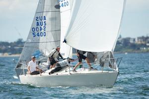 Shane Guanaria, second place getter rounds ahead of Hugo Ottaway photo copyright J24 Australia http://j24australia.com.au/ taken at  and featuring the  class