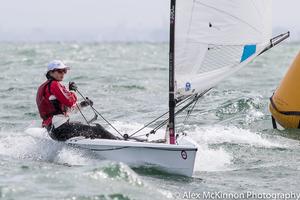 Kendra Galletly from BYS Enjoying some reaching n the first race of the day. - RS Aero Australian Championship photo copyright  Alex McKinnon Photography http://www.alexmckinnonphotography.com taken at  and featuring the  class