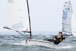 Michael Parks from RBYC on Swoosh Enjoying some wave action Currently leading the juniors, and in seventh place overall - RS Aero Australian Championship photo copyright  Alex McKinnon Photography http://www.alexmckinnonphotography.com taken at  and featuring the  class