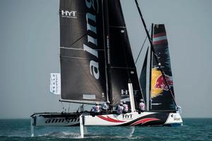 Act 2, Extreme Sailing Series Qingdao - Day 1 - Alinghi took advantage of the last minute breeze and sit at the top of the Act leaderboard after three races photo copyright  Xaume Olleros / OC Sport taken at  and featuring the  class