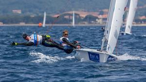 Zegers and Van Veen in the 470 - Sailing World Cup Hyères photo copyright  Jesus Renedo / Sailing Energy http://www.sailingenergy.com/ taken at  and featuring the  class