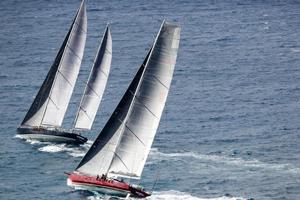 Sir Peter Harrison's British ketch Sojana and Jean-Paul Riviere's French sloop, Nomad IV battled it out all around the 53 mile course in the Peters & May Round Antigua Race photo copyright Paul Wyeth / www.pwpictures.com http://www.pwpictures.com taken at  and featuring the  class