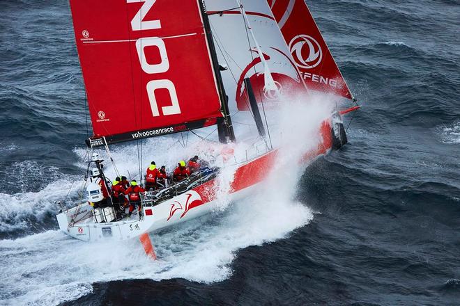 Epic helicopter footage of Dongfeng Race Team sailing between Glenan Island and Groix Island, South Brittany - Volvo Ocean Race ©  Benoit Stichelbaut / Dongfeng Race Team