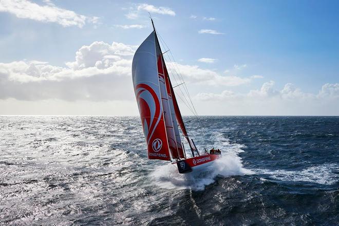 Epic helicopter footage of Dongfeng Race Team sailing between Glenan Island and Groix Island, South Brittany - Volvo Ocean Race ©  Benoit Stichelbaut / Dongfeng Race Team