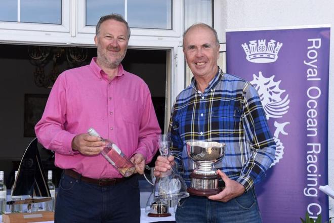 Robert Stiles triumphs with Diamond Jem in the J/109 fleet, collecting trophies presented by Stephen Anderson, Vice-Commodore of RORC - Vice Admiral's Cup ©  Rick Tomlinson http://www.rick-tomlinson.com