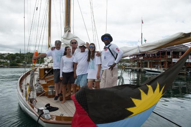 Carlo Falcone's classic 1938 Fife Mariella ready to cast her lines and race from Antigua and Barbuda to Bermuda. Fun fact is that 18 years ago at exactly the same time, and from exactly the same spot, she was also heading to the America's Cup venue, only difference being that instead of having to sail 935nm  it was 8,000nm all the way to Auckland, New Zealand ©  Ted Martin / Antigua Bermuda Race