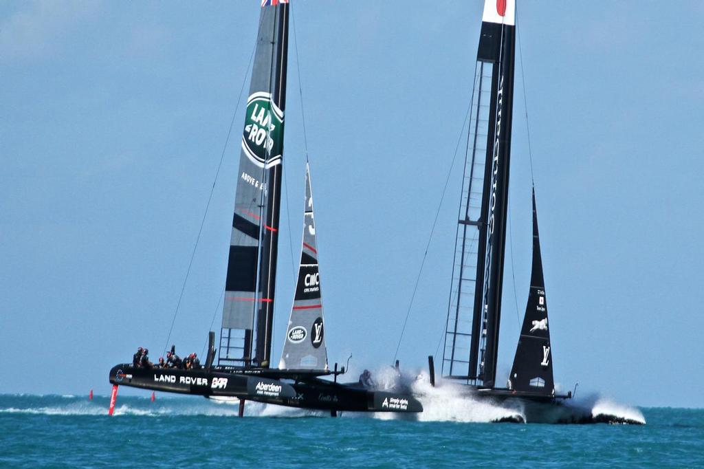 Race 6 - Land Rover BAR and Softbank Team Japan collision - 35th America's Cup - Bermuda  May 27, 2017 © Richard Gladwell www.photosport.co.nz