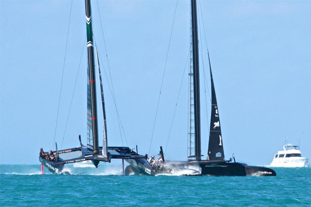 7. Race 6 - Land Rover BAR and Softbank Team Japan collision - 35th America's Cup - Bermuda  May 27, 2017 © Richard Gladwell www.photosport.co.nz