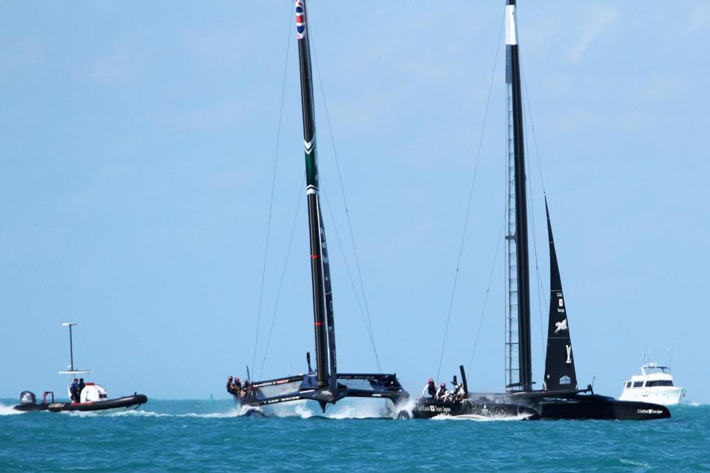 8. Race 6 - Land Rover BAR and Softbank Team Japan collision - 35th America's Cup - Bermuda  May 27, 2017 © Richard Gladwell www.photosport.co.nz