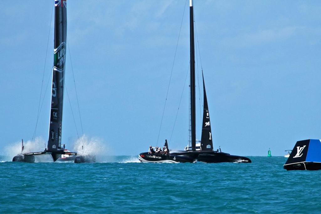 10. Race 6 - Land Rover BAR and Softbank Team Japan collision - 35th America's Cup - Bermuda  May 27, 2017 © Richard Gladwell www.photosport.co.nz