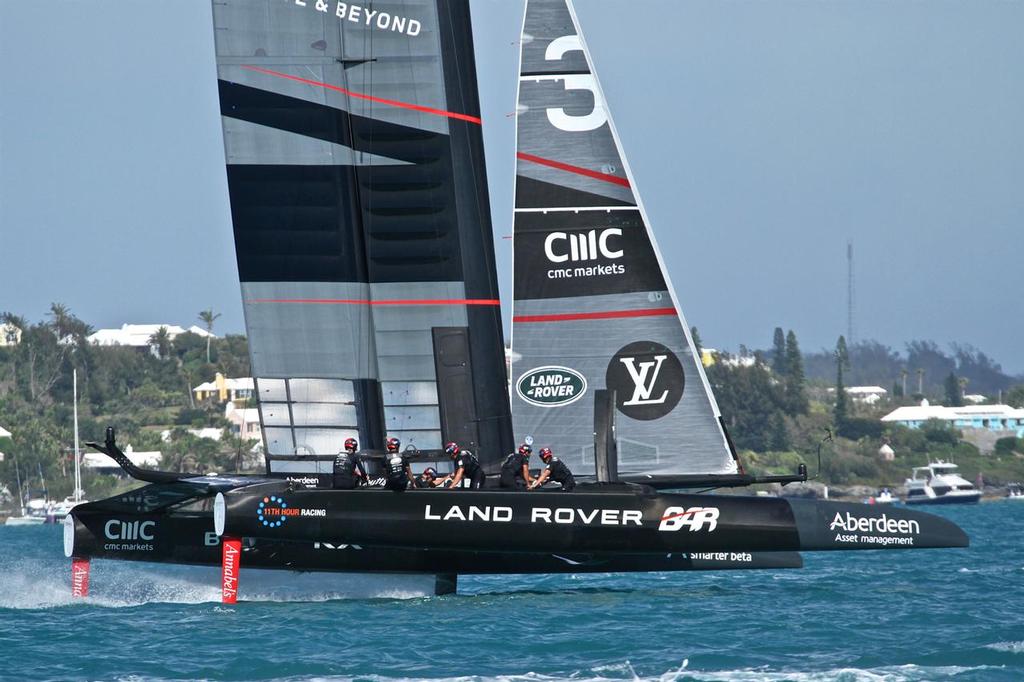 12. Race 6 - Land Rover BAR and Softbank Team Japan collision - 35th America's Cup - Bermuda  May 27, 2017 © Richard Gladwell www.photosport.co.nz