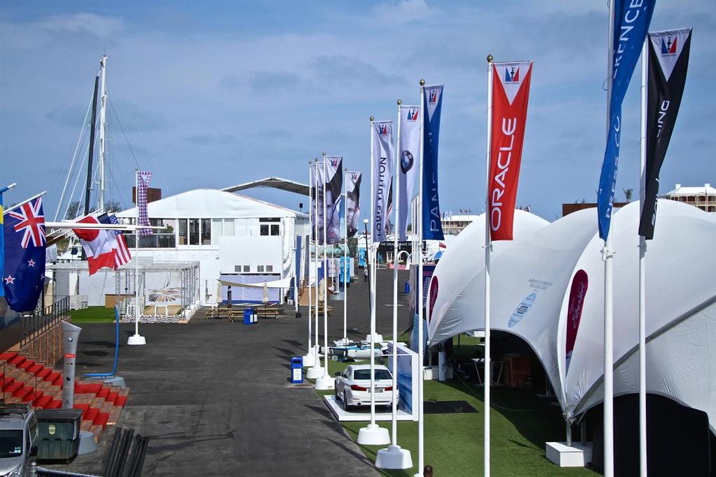 America’s Cup Village - Stadiums to the left and Fan Zone to the right  - America’s Cup Village 2017, June 1, 2017 Great Sound Bermuda © Richard Gladwell www.photosport.co.nz