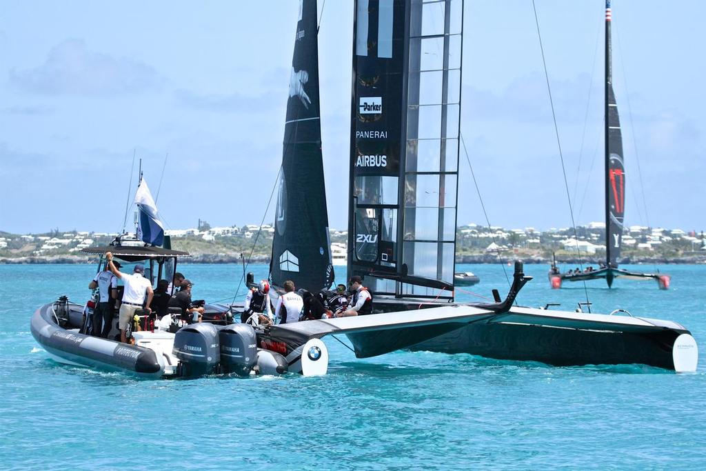 Softbank Team Japan waits - Round Robin 2 - America's Cup 2017, May 31, 2017 Great Sound Bermuda © Richard Gladwell www.photosport.co.nz