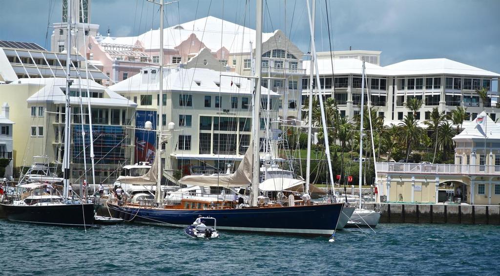 Superyachts in downtown Hamilton - Bermuda - May 24, 2017 photo copyright Richard Gladwell www.photosport.co.nz taken at  and featuring the  class