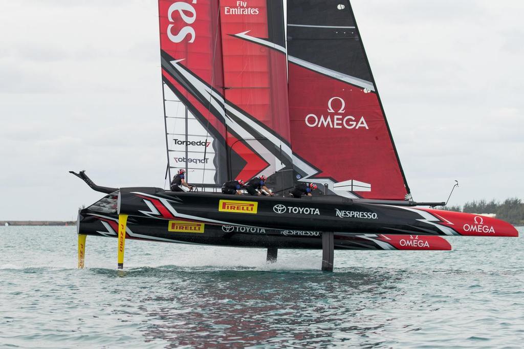 13/05/17- Emirates Team New Zealand sailing on Bermuda's Great Sound testing in the lead up to the 35th America's Cup photo copyright Hamish Hooper/Emirates Team NZ http://www.etnzblog.com taken at  and featuring the  class