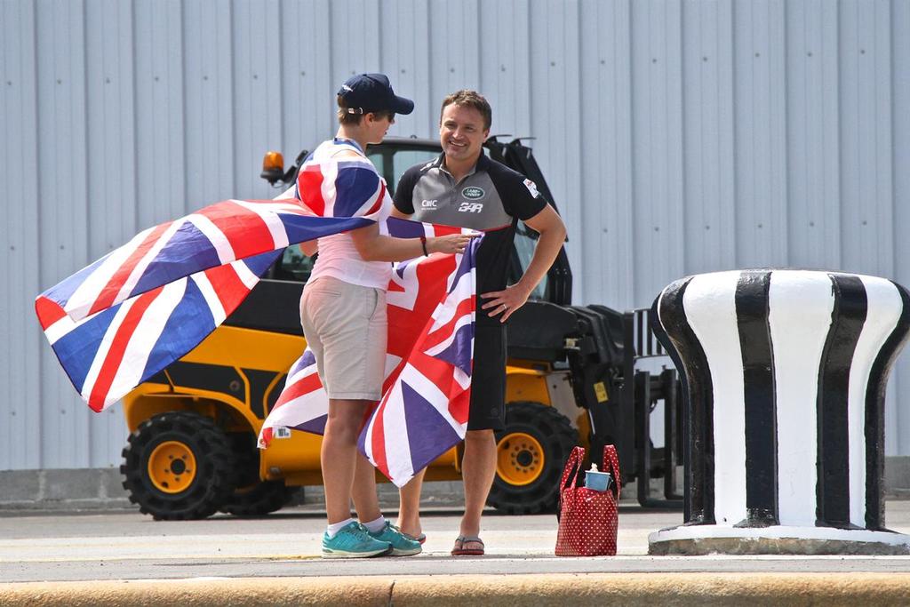 British team prepare to celebrate their second race win - and probably making the cut for the Playoffs - Round Robin 2, Day 4 - 35th America's Cup - Bermuda  May 30, 2017 © Richard Gladwell www.photosport.co.nz