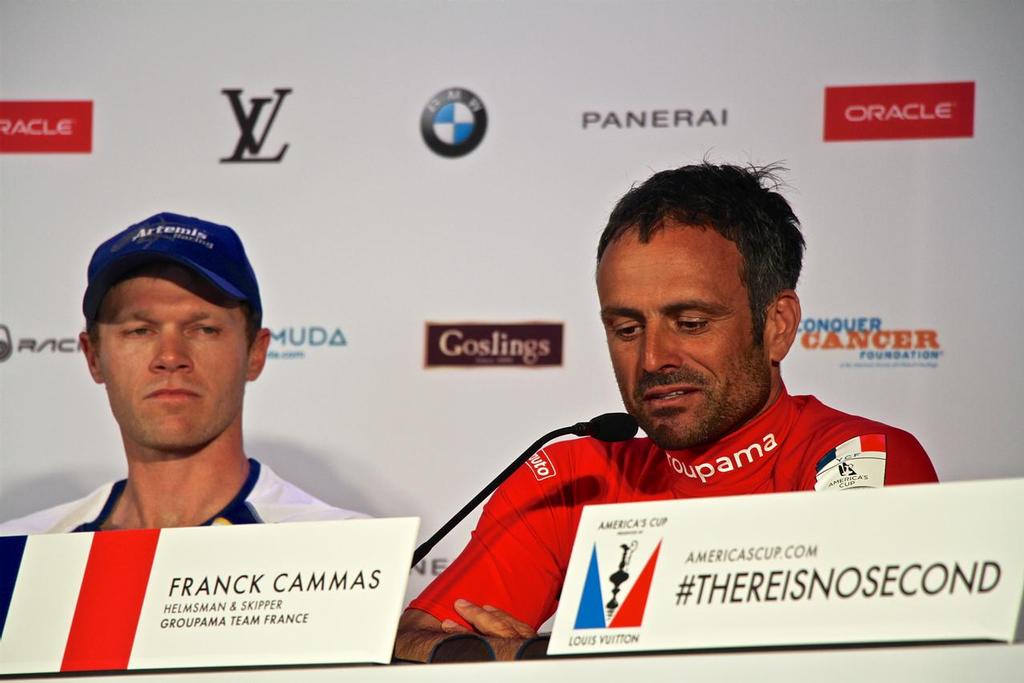 Franck Gammas as Nathan Outteridge looks on - Round Robin 2, Day 4 - 35th America's Cup - Bermuda  May 30, 2017 © Richard Gladwell www.photosport.co.nz