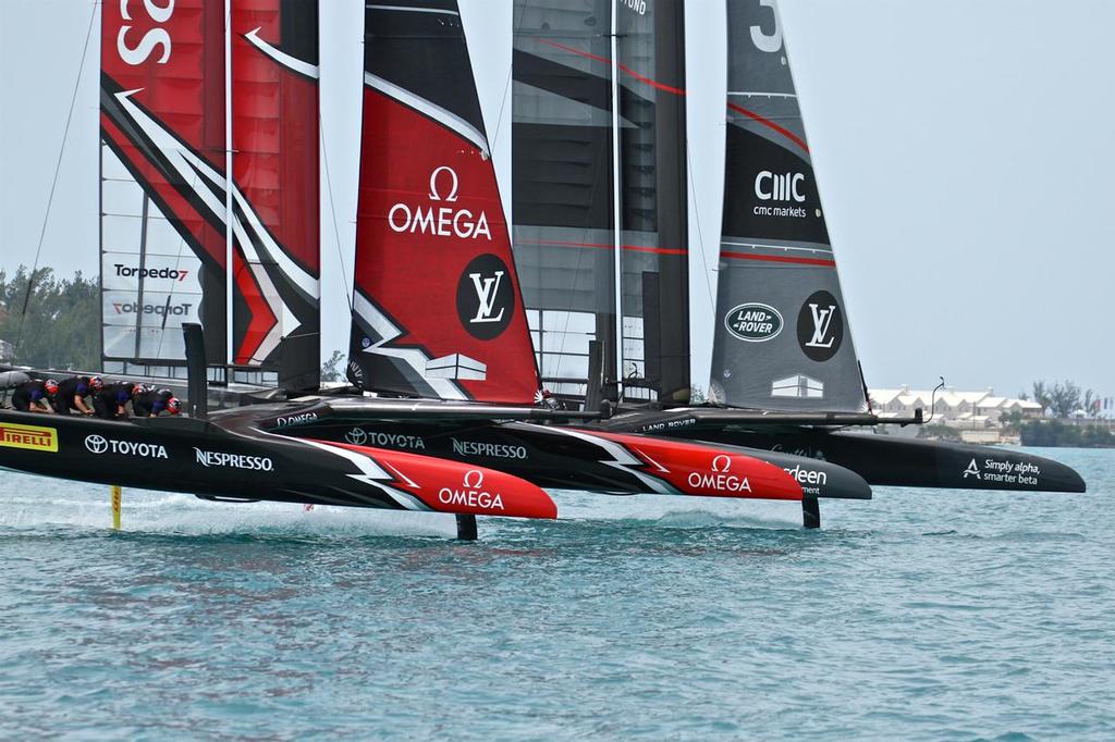 Land Rover BAR and Emirates Team NZ just after the start -Round Robin 2, Day 6 - 35th America's Cup - Bermuda  June 1, 2017 © Richard Gladwell www.photosport.co.nz