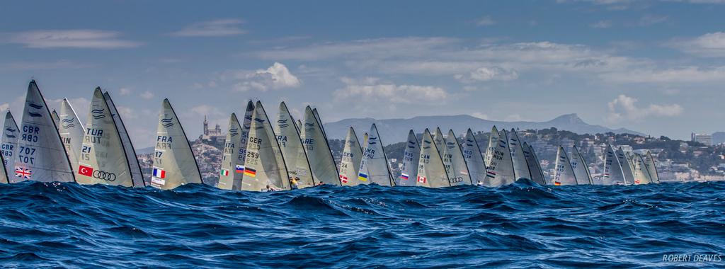 Fleet in action - Day 6 - 2017 Open Finn European Championship ©  Robert Deaves