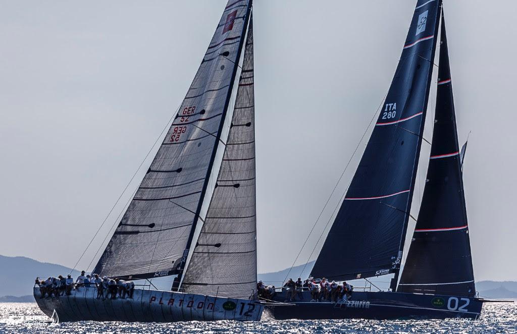 Platoon finished second, and Azzurra third - Rolex TP52 World Championship 2017 © Martinez Studio/52 Super Series