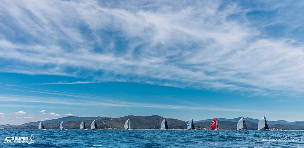 The 52 Super Series fleet surfing the Tuscan coastline - 2017 Rolex TP52 World Championship © Martinez Studio/52 Super Series