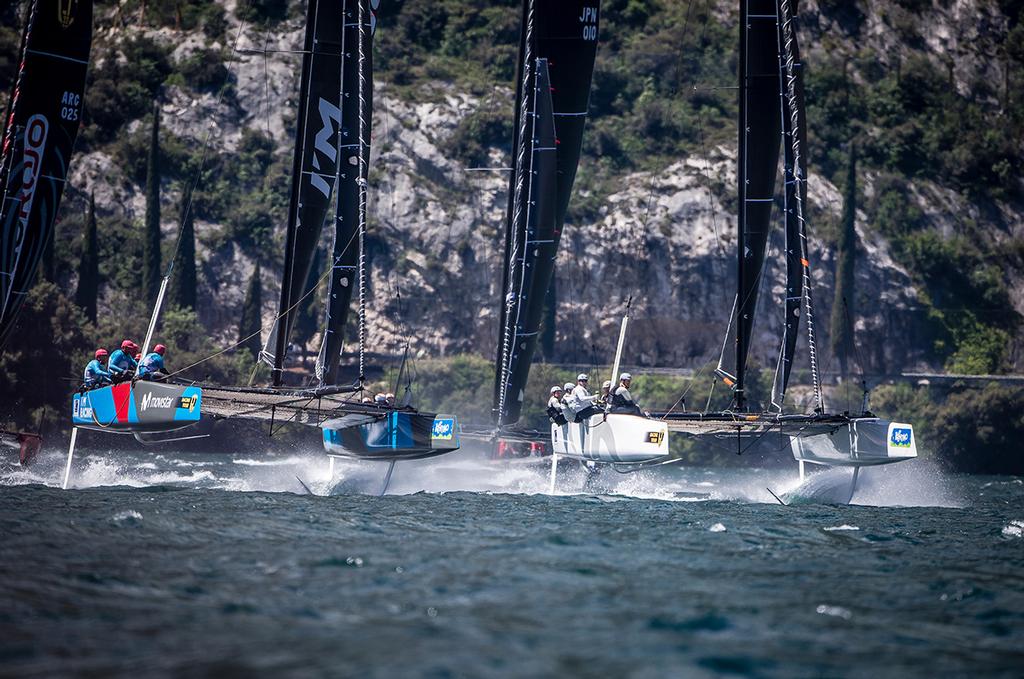 Iker Martinez's I'M Racing Movistar hunts down Jason Carroll's ARGO - GC32 Riva Cup 2017 © Jesus Renedo / GC32 Racing Tour