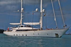 The beautiful SV Rosehearty on the race course yesterday…no wind photo copyright Paul Cayard http://www.cayardsailing.com taken at  and featuring the  class