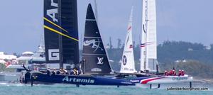 Day 2 – Race 1 – Artemis Racing and Groupama Team France - Louis Vuitton America's Cup photo copyright  Jude Robertson http://juderobertsonphoto.wix.com/pix taken at  and featuring the  class