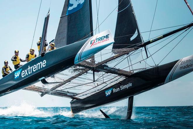 Extreme Sailing Series – Day 3 –  After only one race sailed on the penultimate day in Funchal, Madeira Islands, SAP Extreme Sailing Team sits in pole position going in to the Act 3 final. © Lloyd Images http://lloydimagesgallery.photoshelter.com/