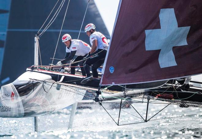 Extreme Sailing Series Act 3 – Day 3 –  Alinghi took the only race win of the day in Madeira's capital of Funchal on the penultimate day © Lloyd Images http://lloydimagesgallery.photoshelter.com/