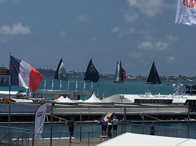 Beautiful J-Boats raced prior to the Cup Match.  This reminded us of the speed difference. ©  Richard Smith