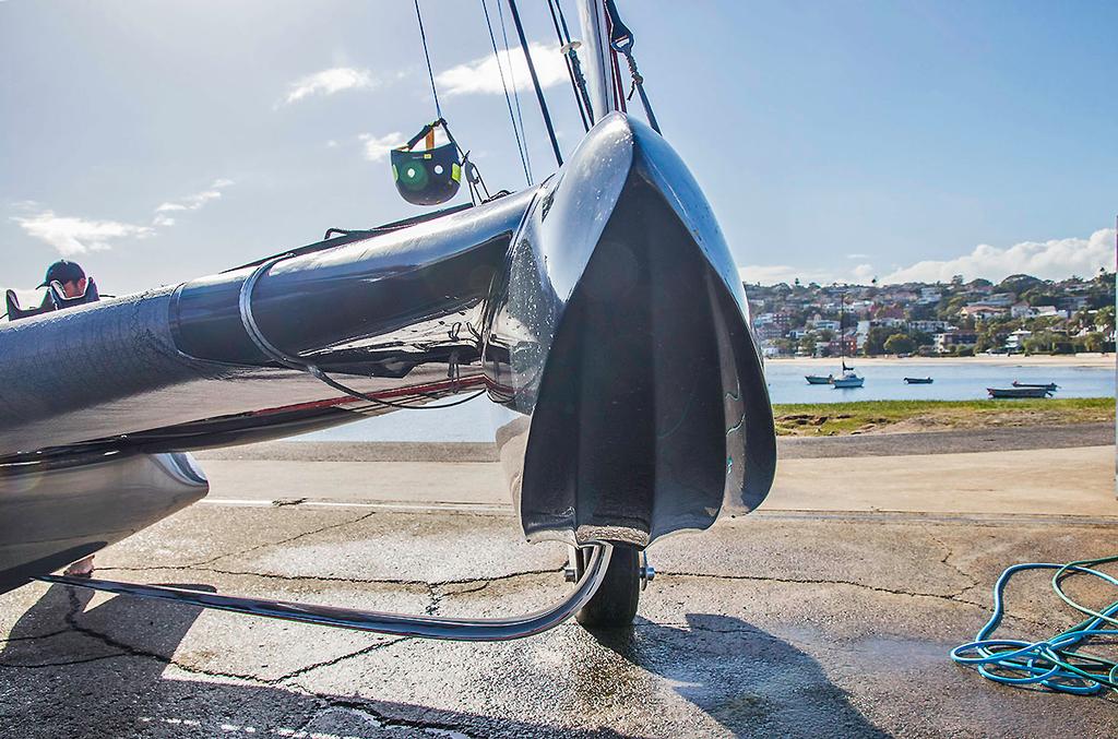 Looking for all the world like a Sunderland or even the Spruce Goose, but that's entirely the point - disperse water and create air pockets for lift. Old is new... - SuperFoiler Grand Prix ©  John Curnow