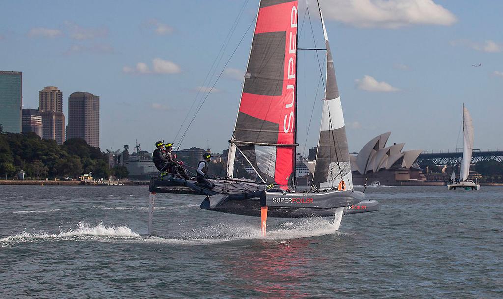 Just two on the trap for now, so it will be electric once all three are out on a 'wire'. - SuperFoiler Grand Prix ©  John Curnow