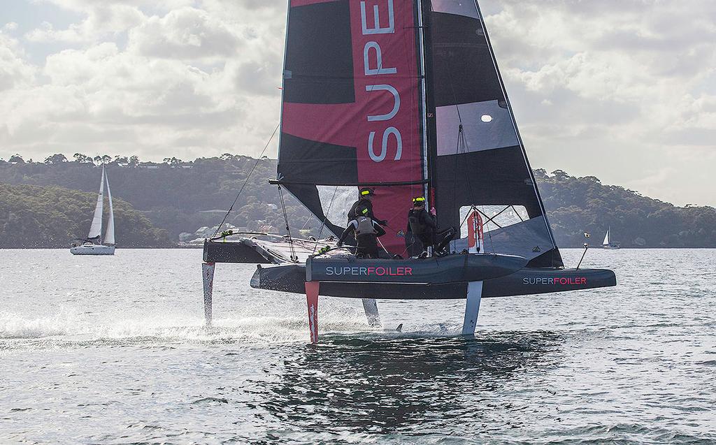 Setting up for the gybe. - SuperFoiler Grand Prix photo copyright  John Curnow taken at  and featuring the  class