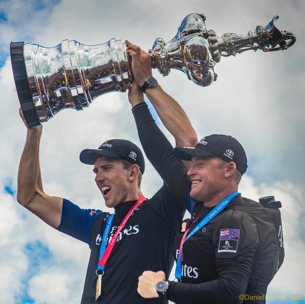 Peter Burling, helmsman, <br />
Glen Ashby, skipper<br />
Emirates Team New Zealand<br />
<br />
Day  5<br />
2017 35th America's Cup Bermuda  © Daniel Forster http://www.DanielForster.com