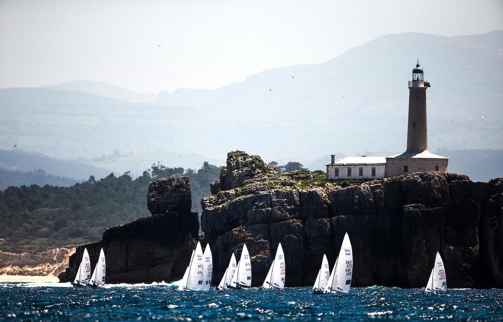 470 racing on the Bay of Biscay - 2017 World Cup Series Final - Santander photo copyright Pedro Martinez / Sailing Energy / World Sailing taken at  and featuring the  class