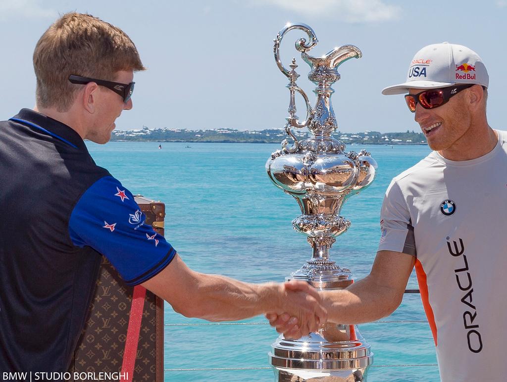 35th America's Cup Match Presented by Louis Vuitton - Press Conference - Peter Burling and Jimmy Spithill ©  BMW | Studio Borlenghi