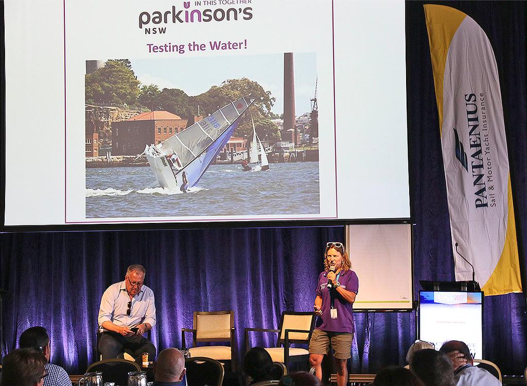 Poppy presenting at ASMEX, and happy to share that her skiff days were not all beer and skittles ©  John Curnow