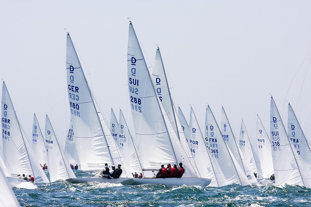Fleet in action - Day 2 - Dragon World Championship 2017 photo copyright  Neuza Aires Pereira taken at  and featuring the  class