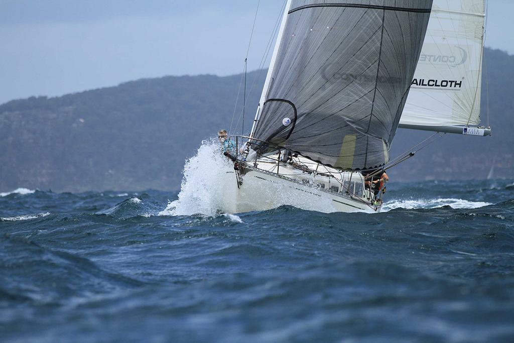 Panchax heading through the chop at the start of the 2017 Club Marine Pittwater To Southport Yacht Race photo copyright Brendan Rourke taken at  and featuring the  class