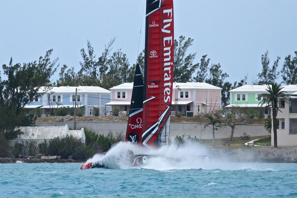 Emirates Team New Zealand does a victory splash - Round Robin 2, Day 7 - 35th America’s Cup - Bermuda  June 2, 2017 © Richard Gladwell www.photosport.co.nz