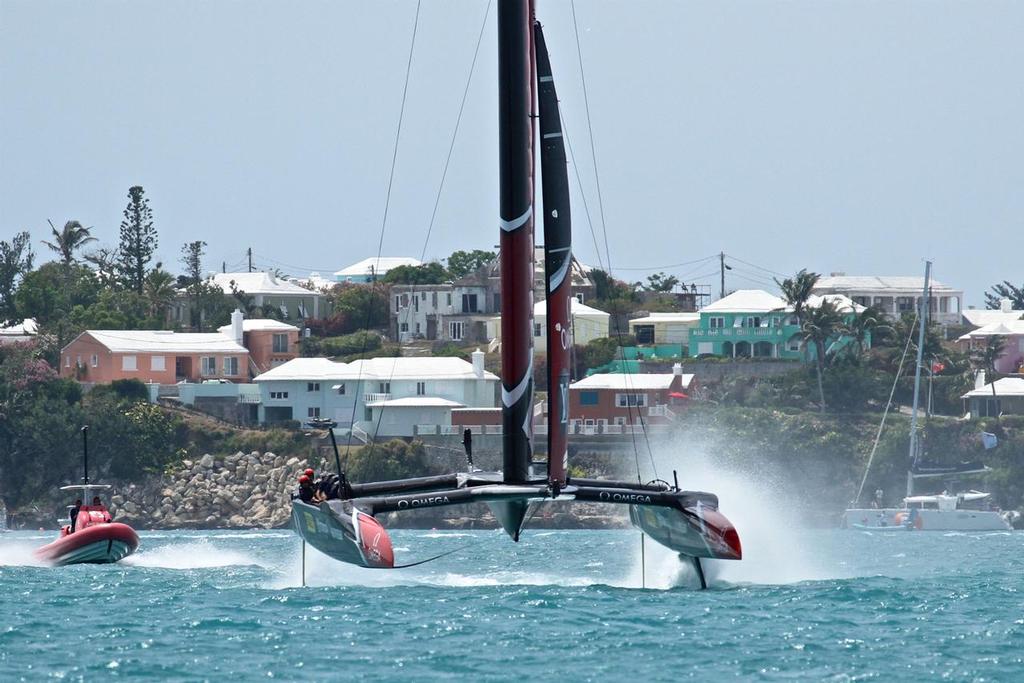 Emirates Team New Zealand and highspeed mist - Leg 1-  Round Robin 2, Day 7 - 35th America's Cup - Bermuda  June 2, 2017 © Richard Gladwell www.photosport.co.nz
