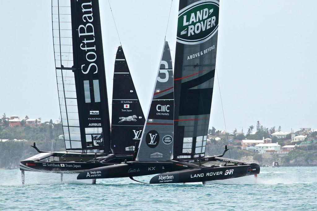 Land Rover BAR ahead of Softbank Team Japan - Round Robin 2, Day 8 - 35th America's Cup - Bermuda  June 3, 2017 © Richard Gladwell www.photosport.co.nz