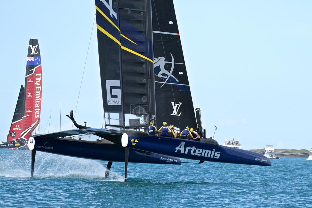 Artemis Racing chases Emirates Team NZ - Challenger Finals, Day 16  - 35th America's Cup - Bermuda  June 12, 2017 photo copyright Richard Gladwell www.photosport.co.nz taken at  and featuring the  class