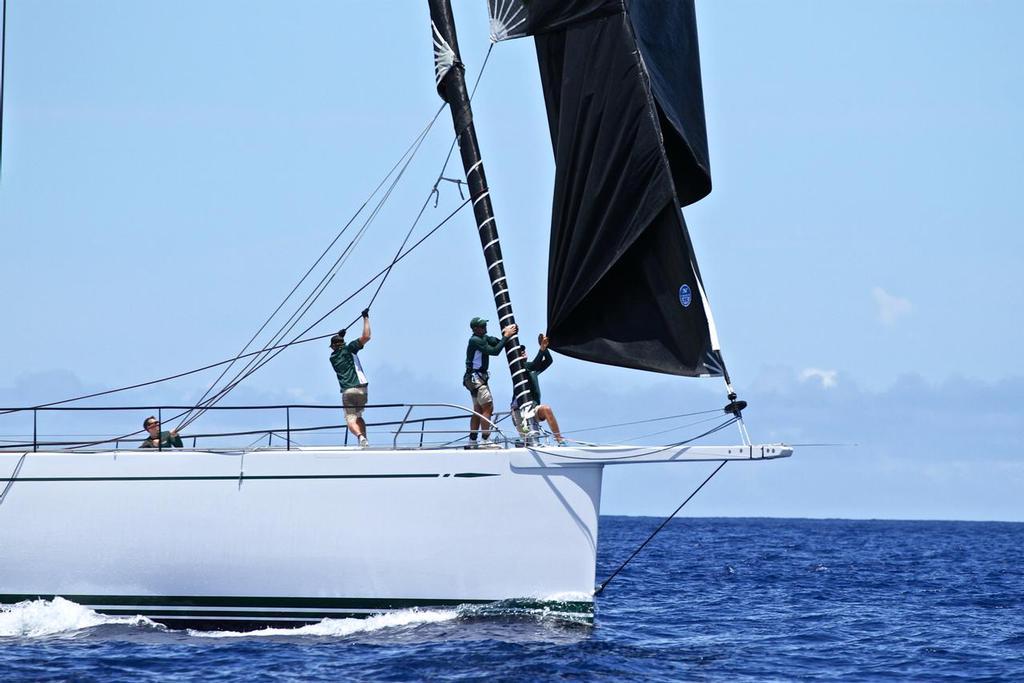 Foredeck action during gybe on Highland Fling - Super yacht pursuit racing - 35th America's Cup - Bermuda  -  June 13, 2017 © Richard Gladwell www.photosport.co.nz