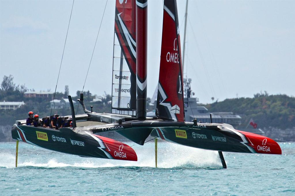 Emirates Team New Zealand at the finish of Race 1 - 35th America’s Cup Match - Bermuda  June 17, 2017 © Richard Gladwell www.photosport.co.nz