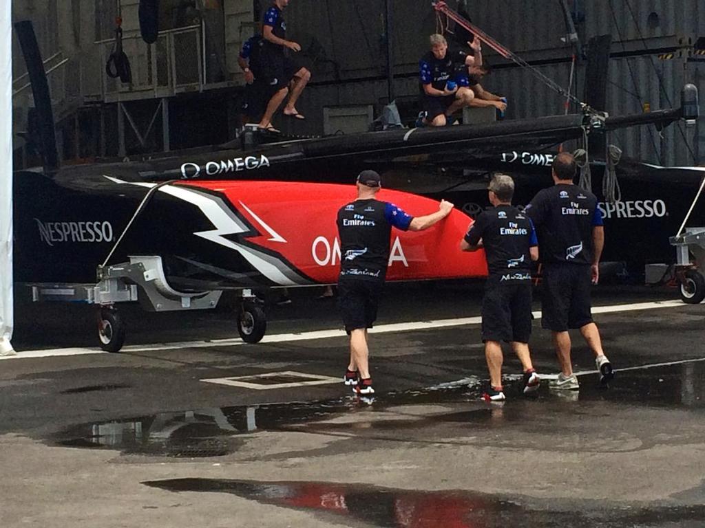 Emirates Team New Zealand's AC50 is returned to the shed - June 23, 2017 America's Cup - Bermuda © Richard Gladwell www.photosport.co.nz