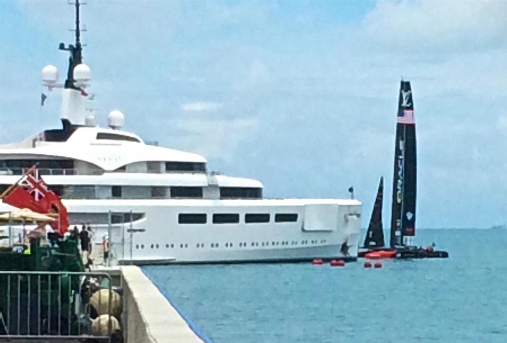 Oracle Team USA passes Ernesto Bertarelli's Vava - June 23, 2017 America's Cup - Bermuda © Richard Gladwell www.photosport.co.nz